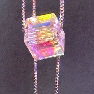 Necklace Crystal Cube 8mm with SS S925 Adj. Box Chain